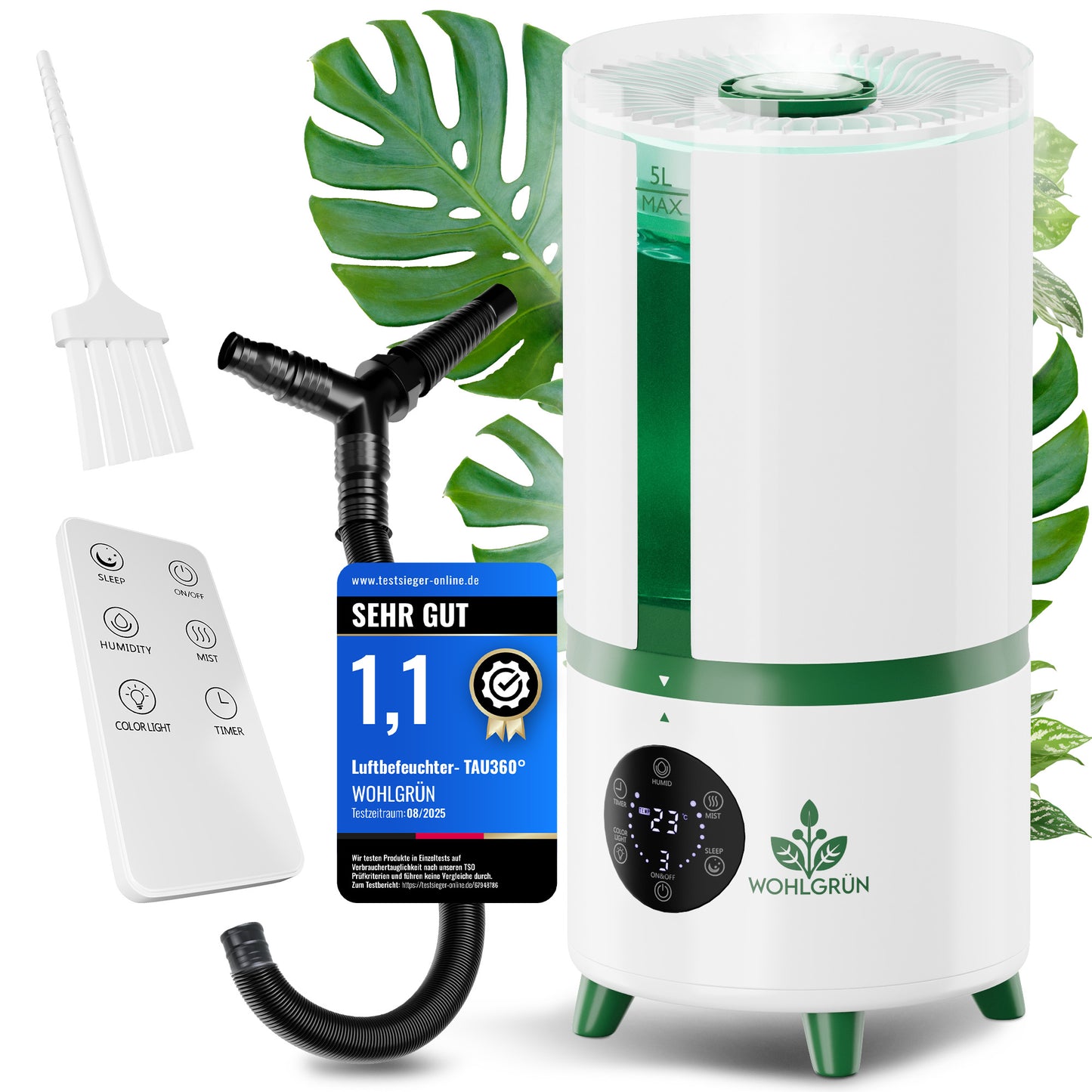 TAU360 Pflanzen-Luftbefeuchter | 360° Nebel | Smart Humidity Control | 5L Tank