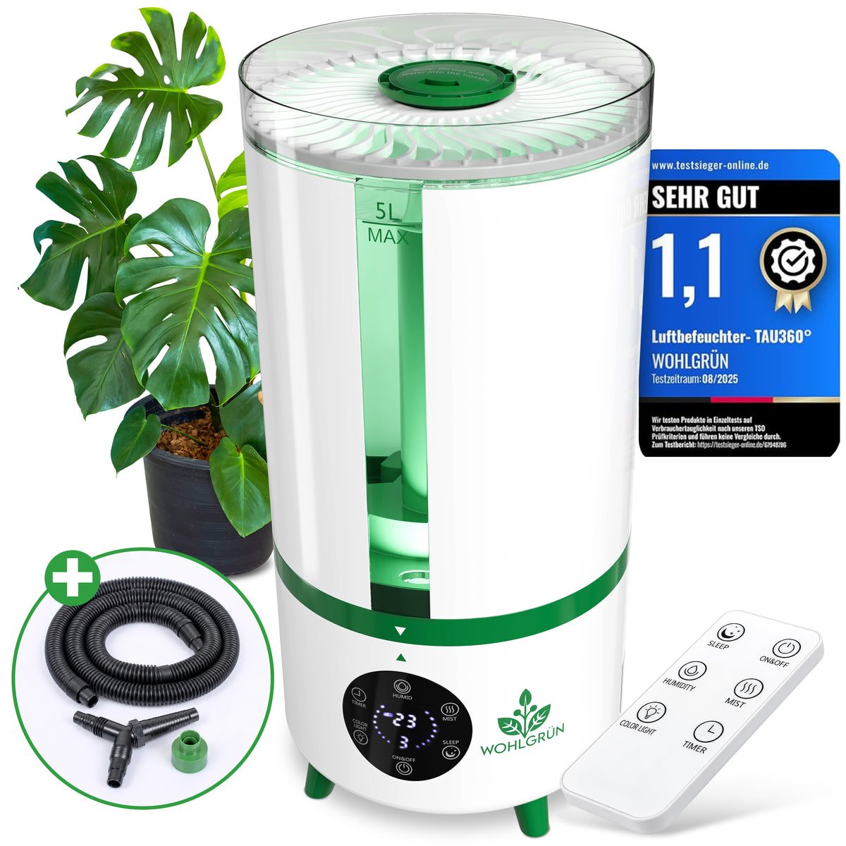 TAU360 Pflanzen-Luftbefeuchter | 360° Nebel | Smart Humidity Control | 5L Tank